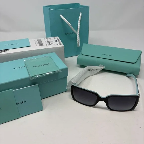 Tiffany & Co TF4047B Sunglasses Black Tiffany Blue BNWT Full 
